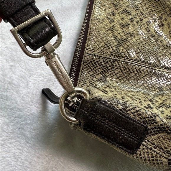 Lambskin Snakeskin Animal Print Slouchy Hobo Bag Leather Shoulder Bag Glam - Picture 7 of 12